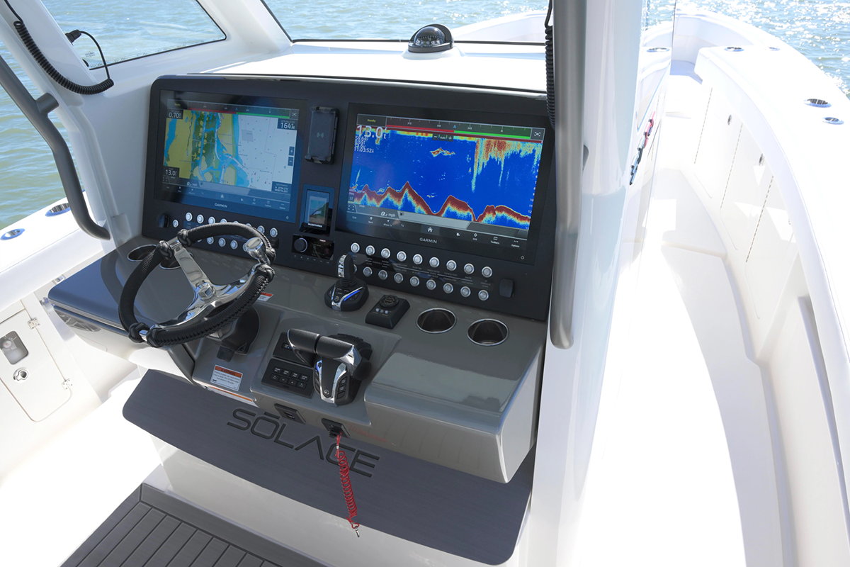 A GPSMAP installed on boat on water.
