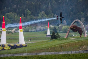 Pete McLeod of Canada performs during the qualifying day of the second stage of the Red Bull Air Race World Championship at the Red Bull Ring in Spielberg, Austria on April 23, 2016.