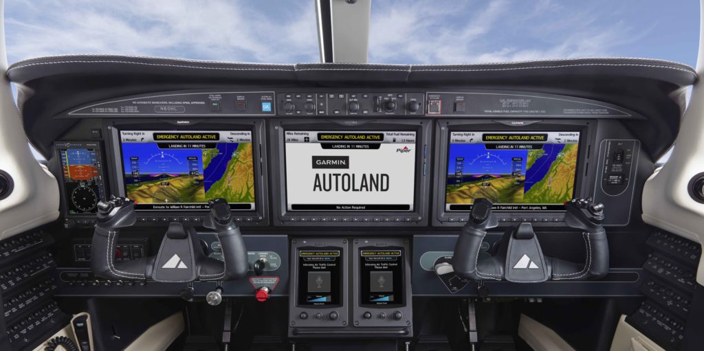 Piper M600/SLS cockpit featuring Garmin Autoland