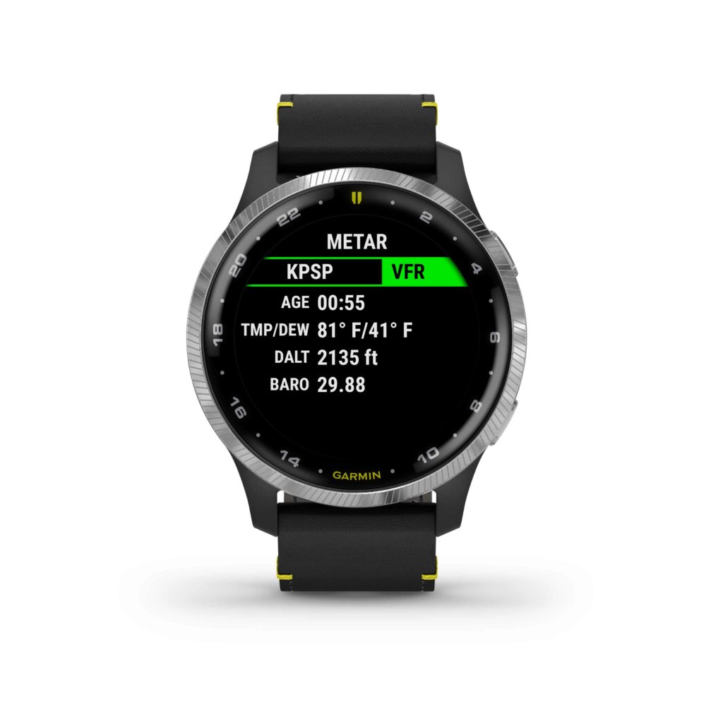D2 Air smartwatch showcasing METAR feature
