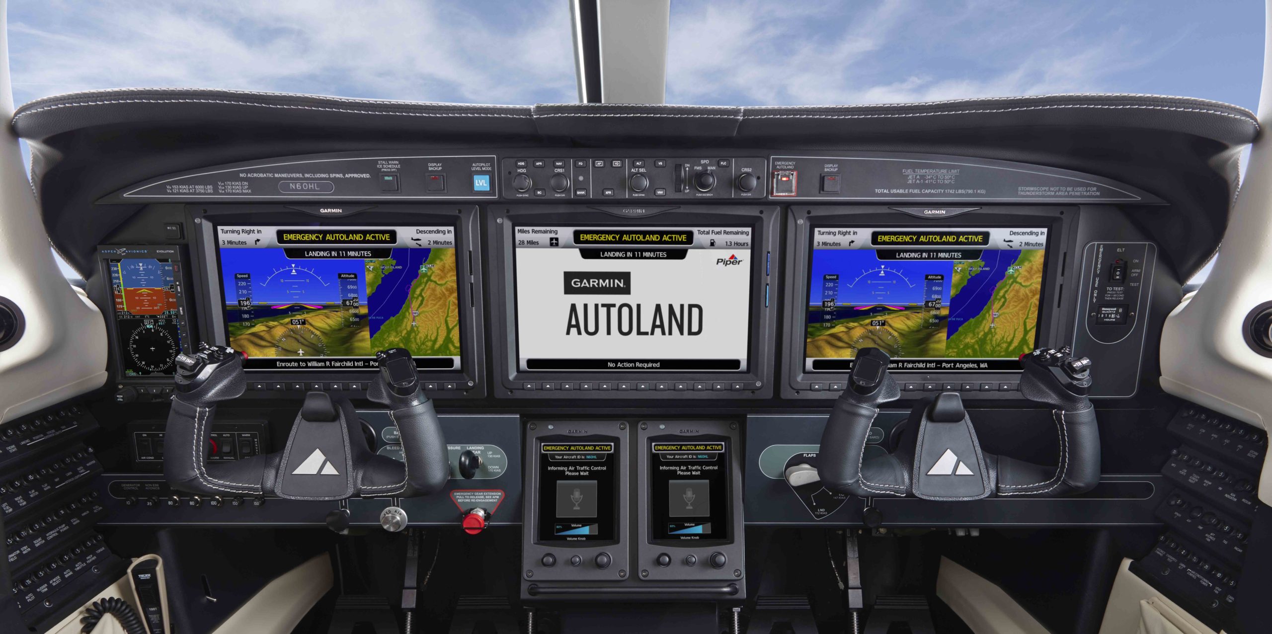 Piper M600 SLS G3000 Panel featuring Autoland screens