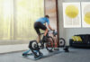 Picture of man riding Tacx smart trainer with NEO Motion Plates.