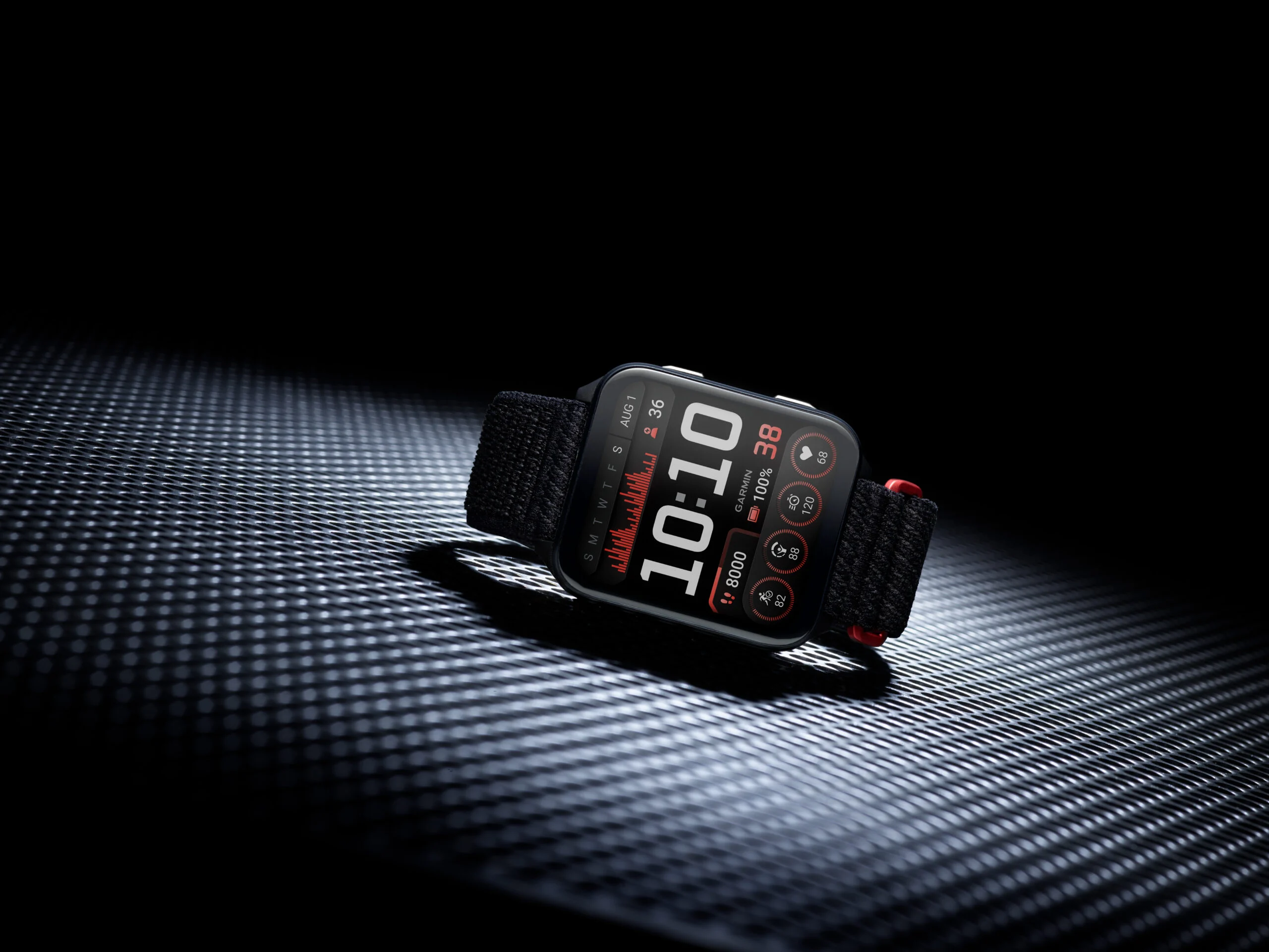 Montre connectée wellness Garmin avec un braceletnoir.