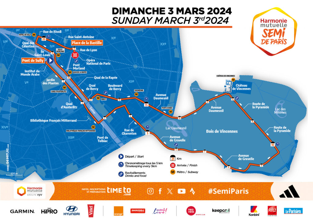 GARMIN - Parcours du Harmonie Mutuelle Semi de Paris 2024