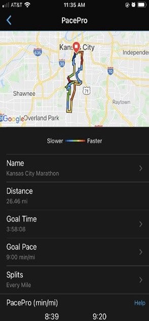Tampilan perencanaan marathon