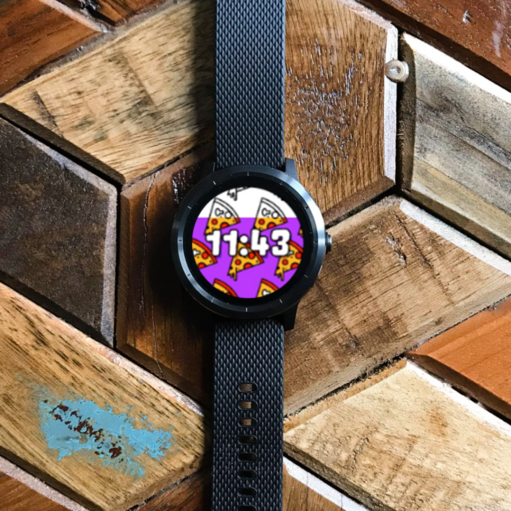 Watch face snack time pizza Garmin.
