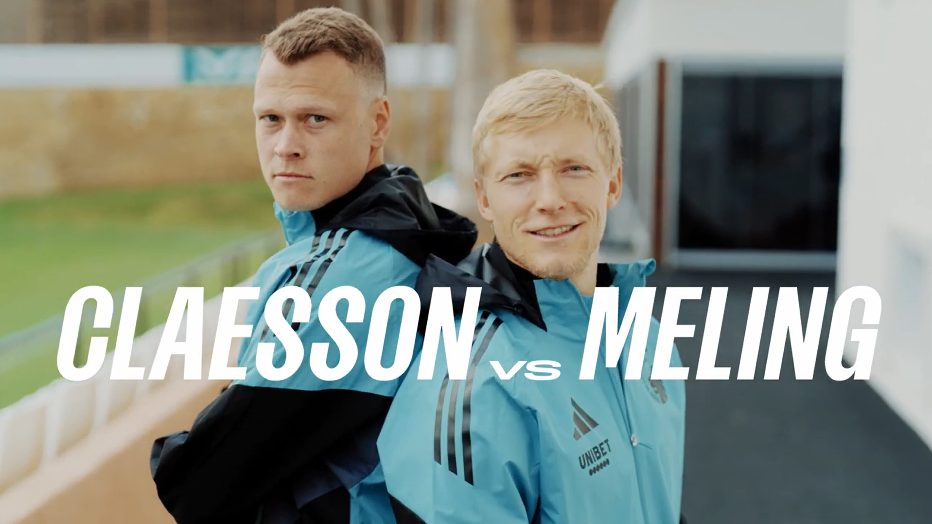 Viktor Claesson och Birger Meling på träningsläger med texten “Claesson vs Meling”