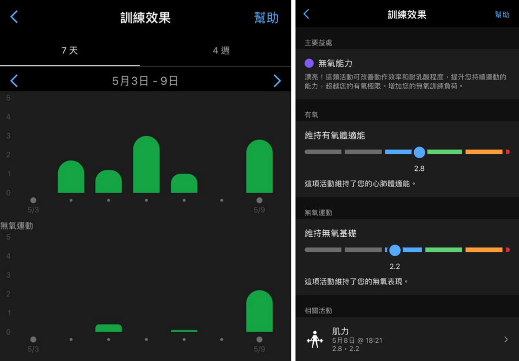 Garmin 訓練效果